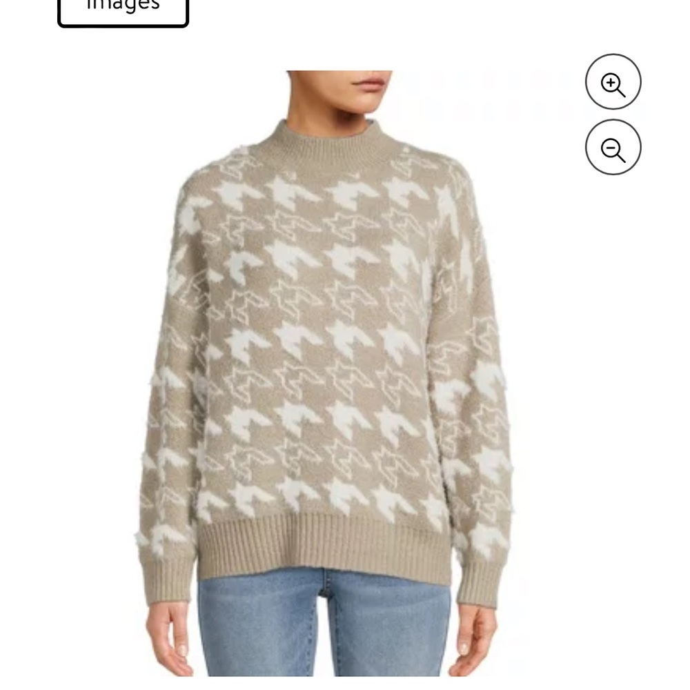 Dreamers by Debut Womens Houndstooth Pullover Long Sleeve Sweater XL